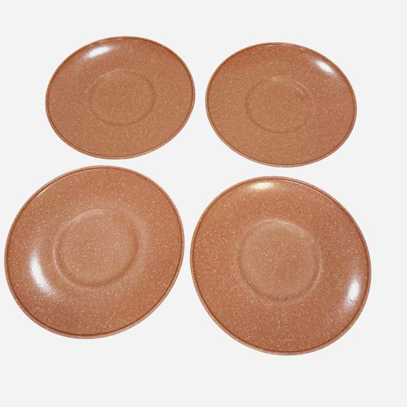 Texas Ware San Jacinto Vintage Saucer Plates Set of 4 Speckle Ware Pink MCM - Picture 2 of 7